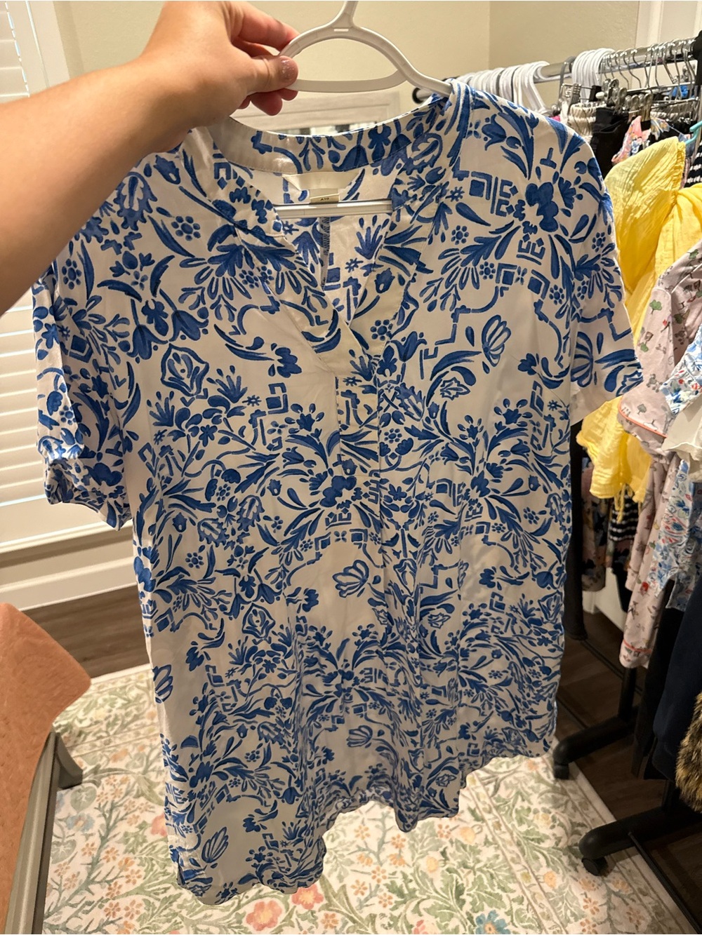 H&M White and Blue Floral Mini Dress